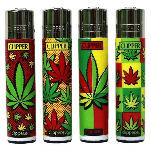Mechero Clipper - Hojas y colores rasta