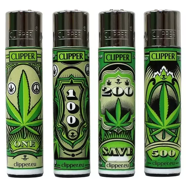 Mechero Clipper - billetes de marihuana