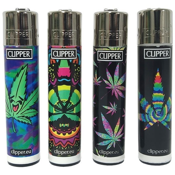 Mechero Clipper - hojas de marihuana psicodélicas