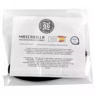 Mascarilla GB - Diseño de hojas, color celeste - Empaque