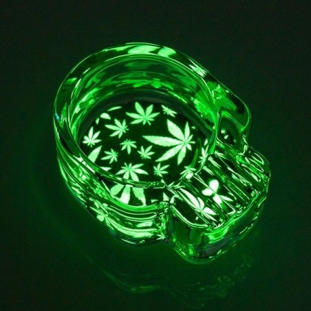 Cenicero de Cristal Calavera Fluorescente glow in the dark