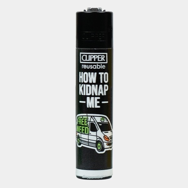 Clipper-Feuerzeug Weed-Slogan 14 schwarz