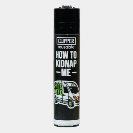 Clipper-Feuerzeug Weed-Slogan 14 schwarz