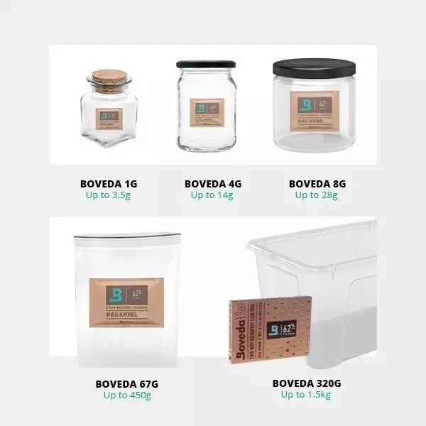 Boveda 62% für die Trocknung Boveda 62% Selbstregulierende Feuchtigkeits- und Trocknungssteuerung - GB The Green Brand