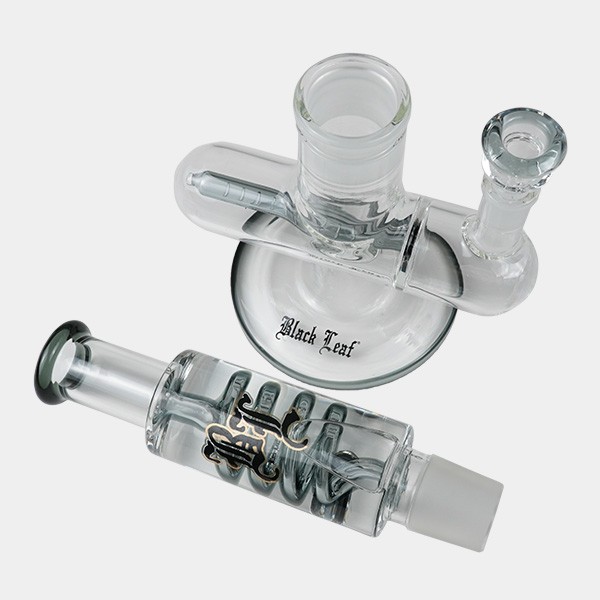 Black Leaf Kühlgel-Bong mit Spirale + Inline-Schlitz, graue Teile