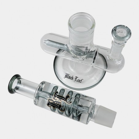Black Leaf Kühlgel-Bong mit Spirale + Inline-Schlitz, graue Teile