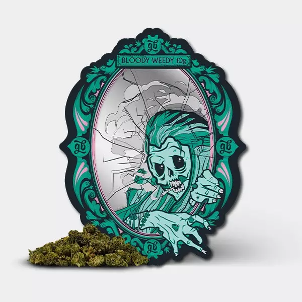 Sicht Flowers CBD GB 'Bloody Weedy' Limitierte Auflage Tasche Detail