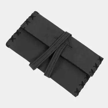 Zigarettenetui Kunstleder mit Reißverschluss schwarz geschlossen