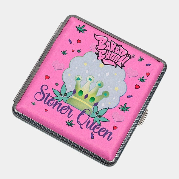 Rosige Metallzigarettenetui stoner queen