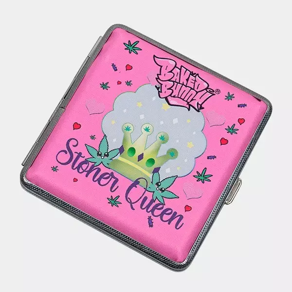 Rosige Metallzigarettenetui stoner queen