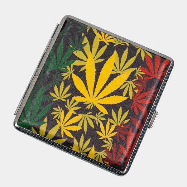 Metall-Zigarettenetui Rasta gelbes Blatt
