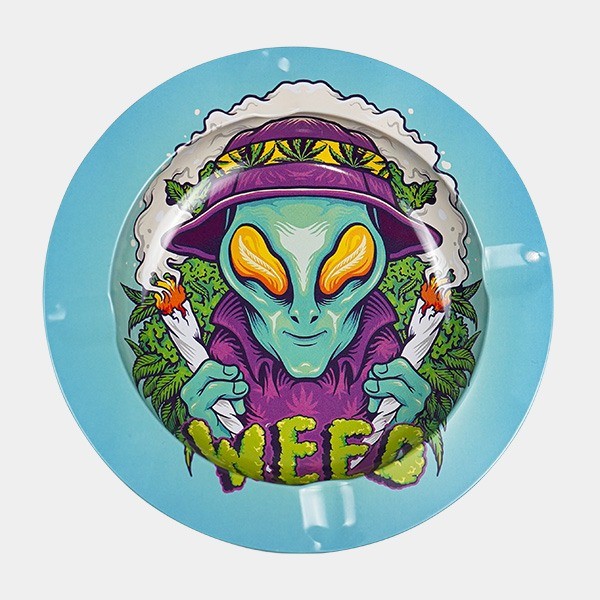 Metall-Aschenbecher Marihuana Weed Alien