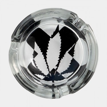 Kristall-Aschenbecher mit Marihuana-Zeichnungen - GB The Green Brand