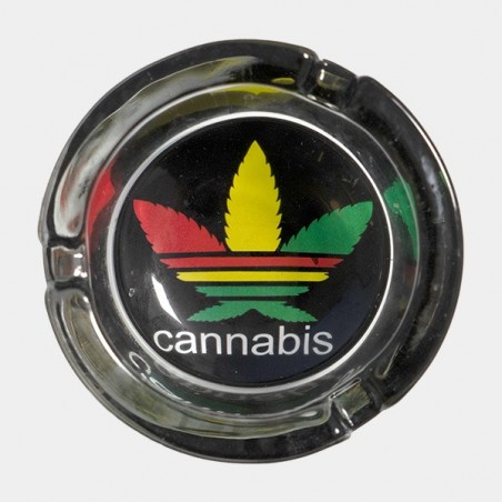 Kristall-Aschenbecher mit Marihuana-Zeichnungen - GB The Green Brand