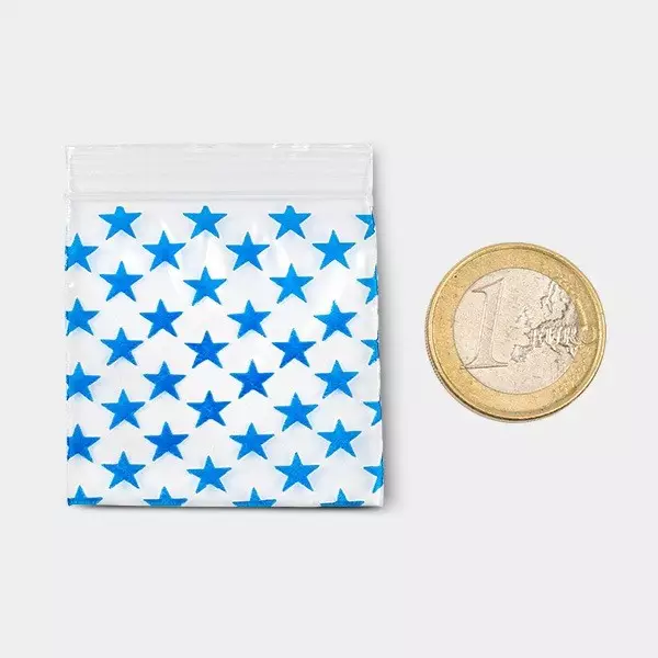 Reißverschlusstüte 50x50mm Sterne - GB The Green Brand