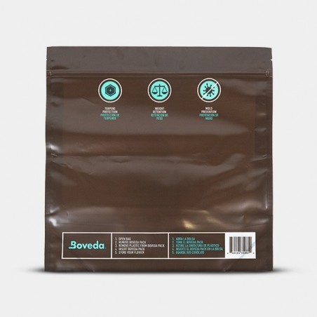 Boveda Fresh Bag 62% 67g Rückseite der Tüte