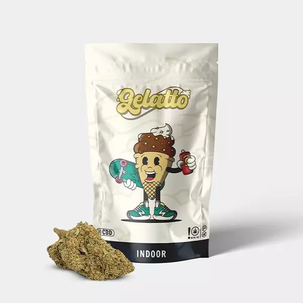 Sicht GB Indoor CBD-Blüten 'Gelatto' packaging