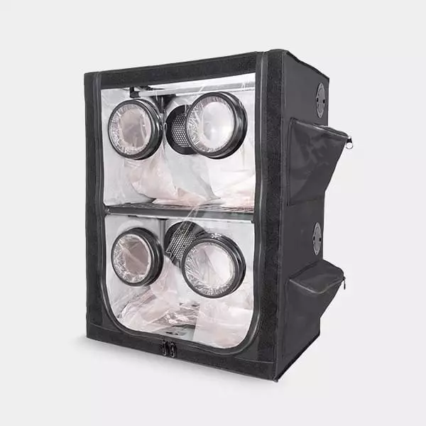 Pilzzuchtschrank offen