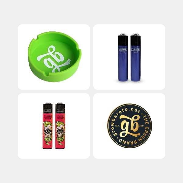 Sicht Clipper Skull Mix mit Feuerzeugern und Aschenbecher - GB The Green Brand