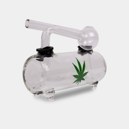Wasserpfeife aus transparentem Glas mit Blättern