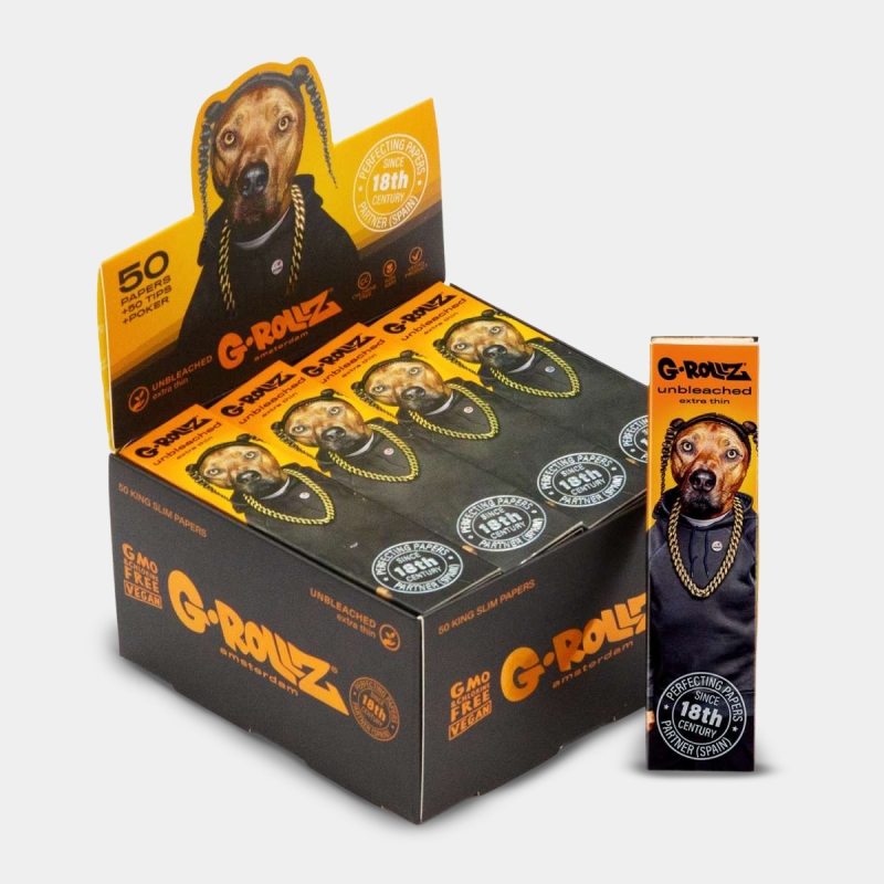 G-Rollz King Size Slim Unbleached Papers + Tips 'Rap' | GB
