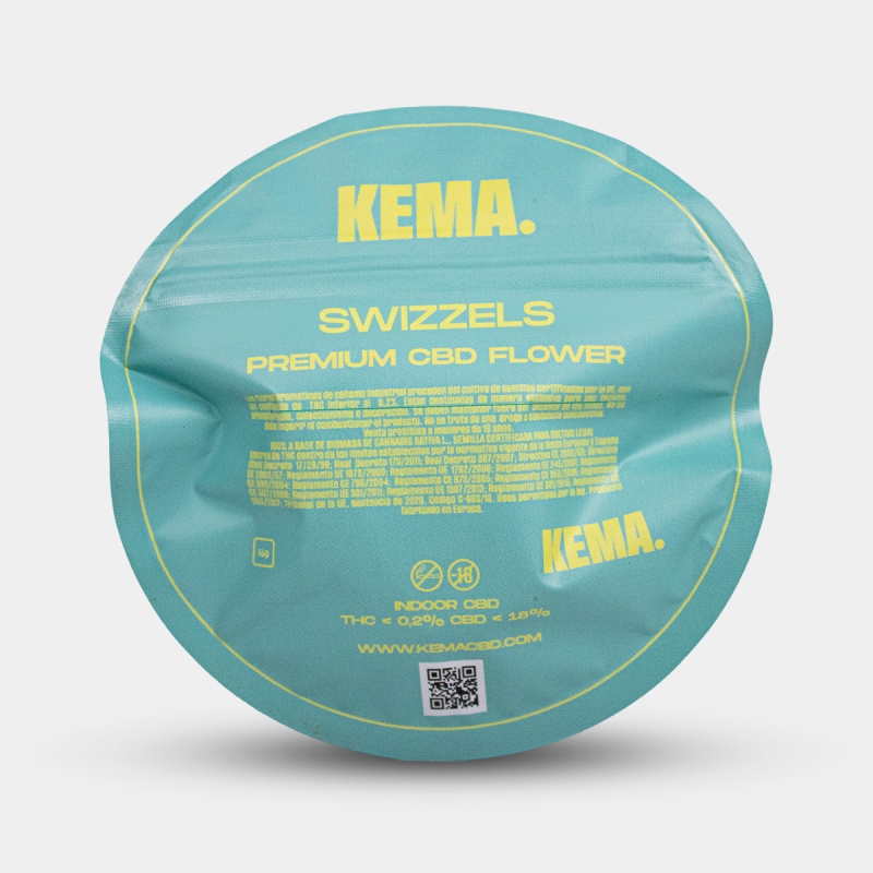 Swizzels Cali CBD Blüten 15 g KEMA Rückseite der Verpackung