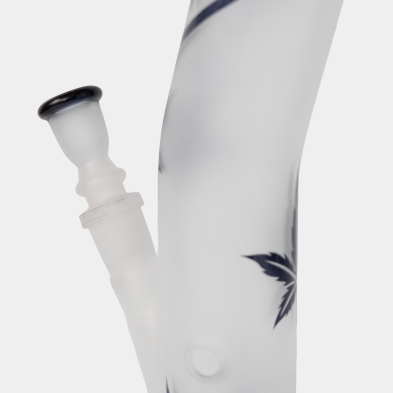 Bongkörper aus satiniertem Glas mit blauen Blättern, 42 cm