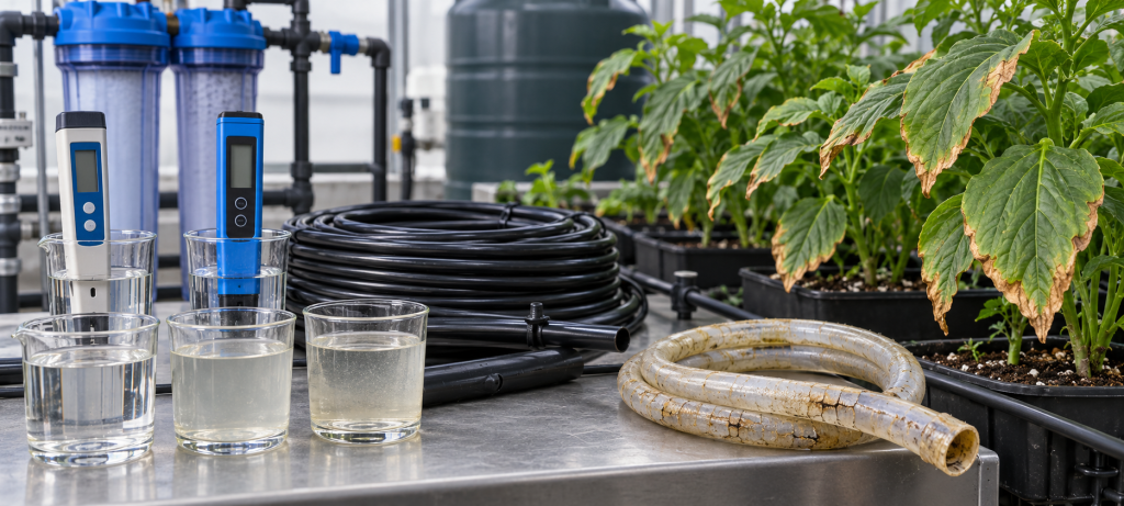 agua de riego y materiales plásticos