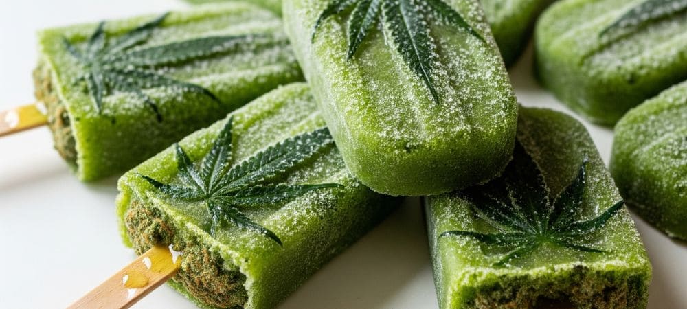 Hausgemachtes Marihuana-Eis am Stiel